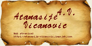 Atanasije Vicanović vizit kartica